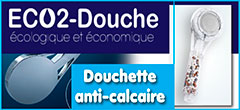 Douchette anti-calcaire puissante, écologique, économique, géothermale qui a été primée au concours Lépine - Eco2-douche.com - Douchette économique/écologique anti-calcaire/anti-tartre (fabrication française) - Pommeau de douche géothermal primé au concours Lépine | Eco2-douche.com - Eco2-douche.com/L'original, l’unique concepteur et fabricant français de la marque officielle Eco2-Douche®/Original (primé au concours Lépine/ vu sur M6), propose sa gamme complète de douchettes écologiques/économiques, anti-tartre/anti-calcaire et géothermales/ Eco2-Douche® - Cette douchette économique anti-calcaire exceptionnelle (avec un pommeau de douche filtrant contenant des pierres naturelles) a été testée officiellement par le Laboratoire SGS qui est le spécialiste référent dans l'analyse de l'eau vis-à-vis de toutes les problématiques et contraintes environnementales - La douchette économique Eco2-Douche®/Original neutralise, ainsi, calcaire et impureté - Elle économise donc l'eau, l'énergie pour chauffer l'eau, ainsi que les gels douche (anti gaspillage) - Enfin, Eco2-Douche®/Original hydrate et adoucie aussi la peau et les cheveux - Eco2-Douche® Original, c'est encore plus d’économies et + de 50 000 clients satisfaits - Livraison Gratuite en France - Garantie 2 ans.