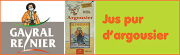 Jus d'argousier Bio Le jus pur d’argousier est obtenu par pressage à froid. En complément d’une alimentation variée et équilibrée, il redonne du tonus en cas de fatigue générale.

C’est un produit pasteurisé car il s’oxyde très vite et qu’on ne peut le conserver frais sur la durée.Gayral Reynier